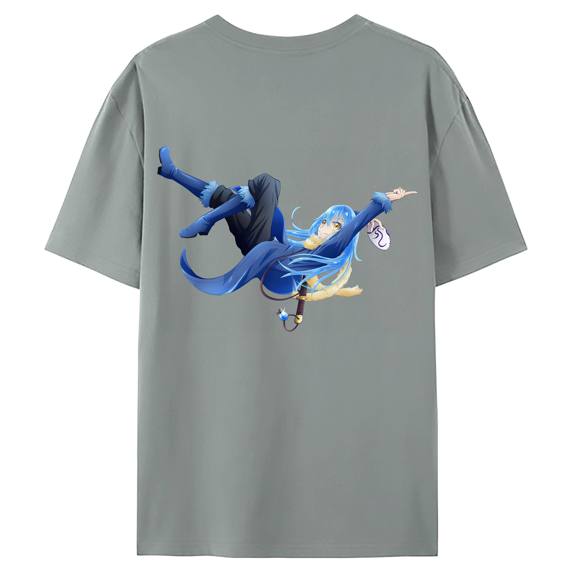 （画像用） 転スラ Regarding Reincarnated to Slime 綿100％ メンズ半袖Tシャツ（バックプリント） 通気性